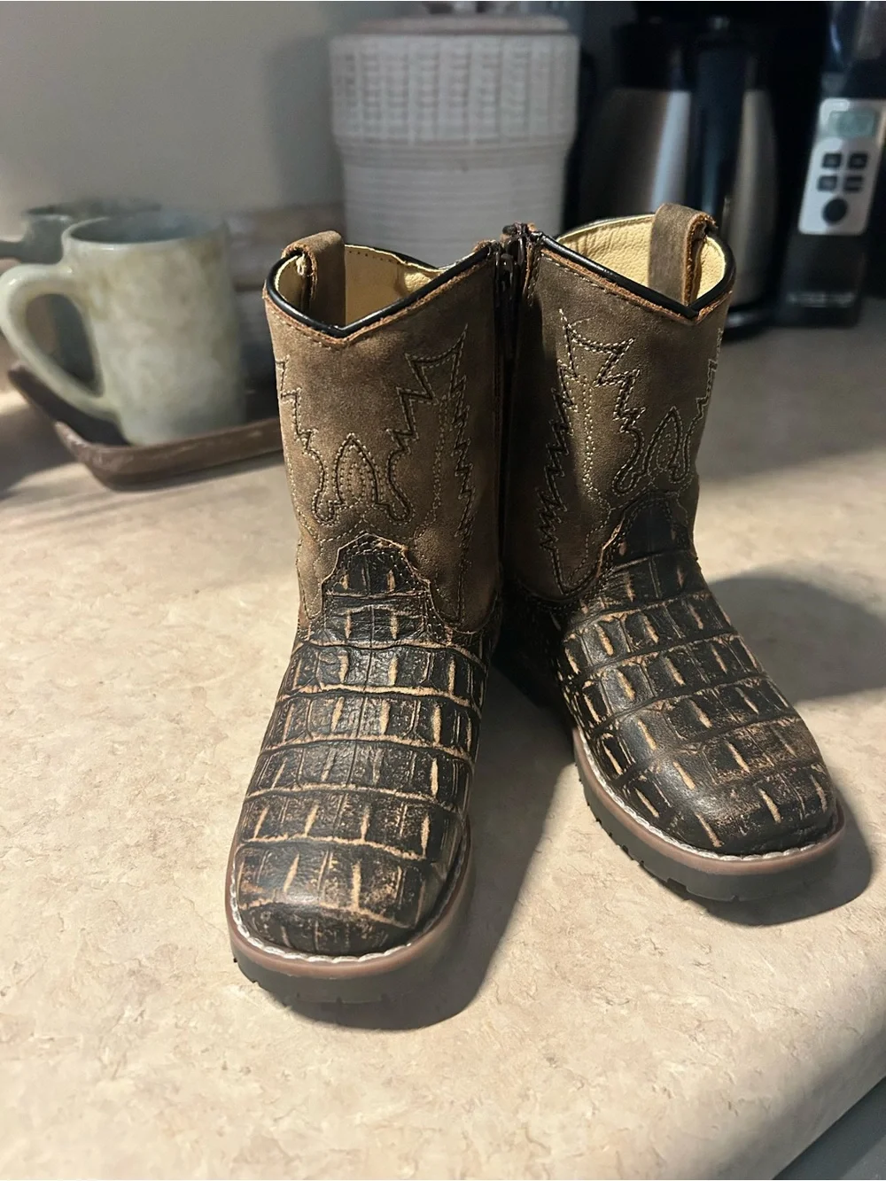 Kids Brown Western Pull-On Boots